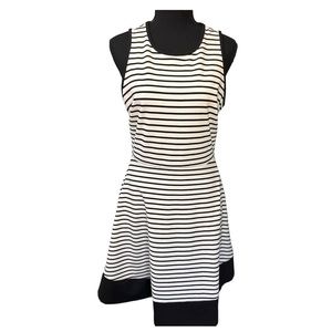 Nicole Miller Fit & Flare Black and White Striped SunDress, Size 8